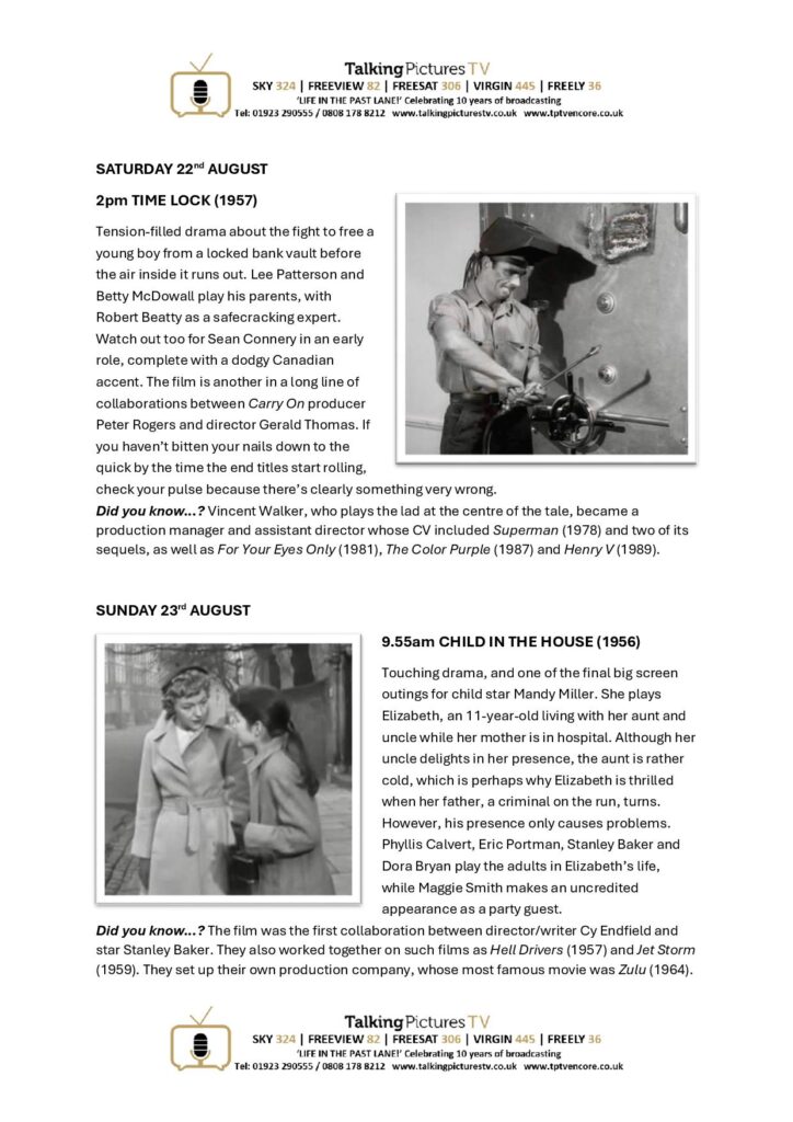 TPTV Highlights w c 22nd August page