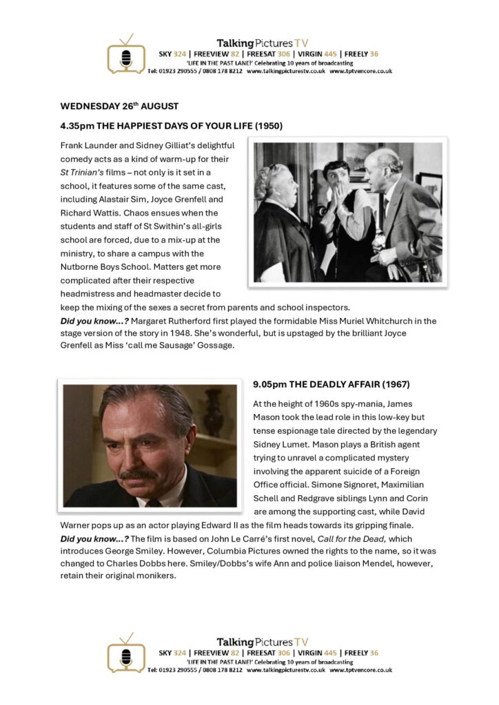TPTV Highlights w c 22nd August page