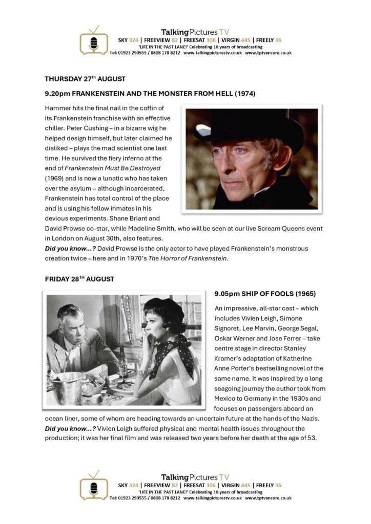 TPTV Highlights w c 22nd August page