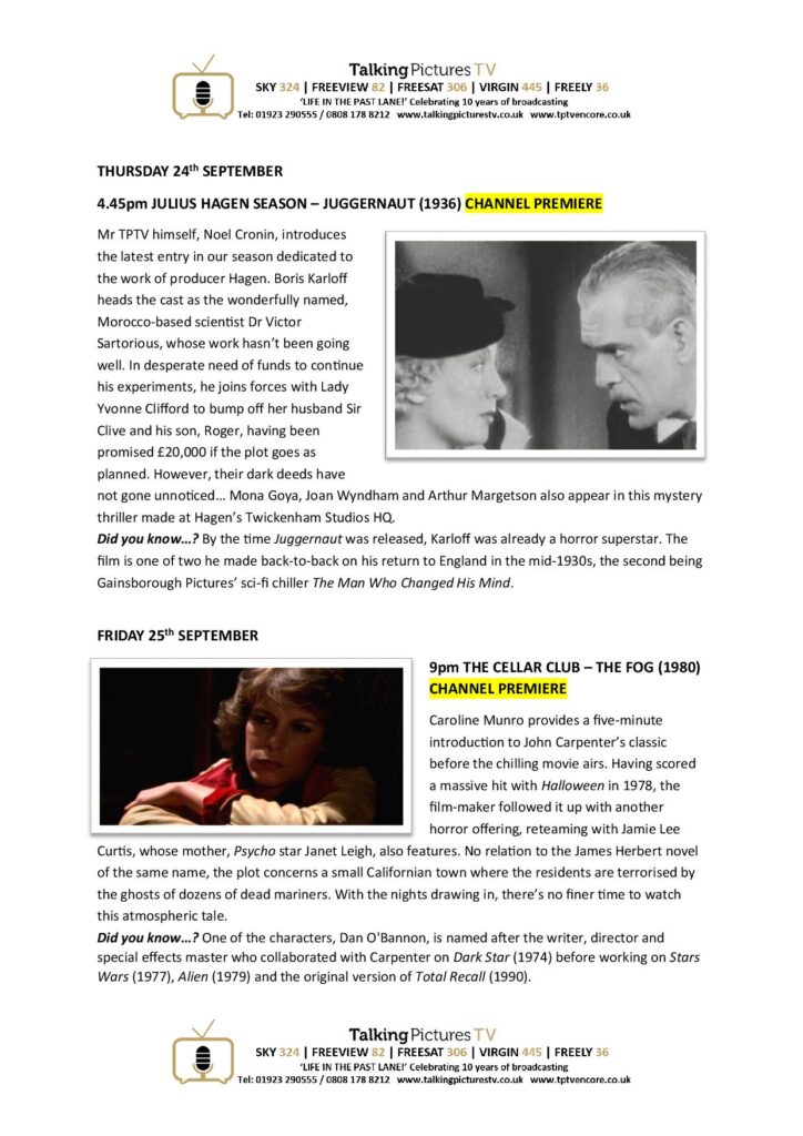 TPTV Highlights w c 19th September page