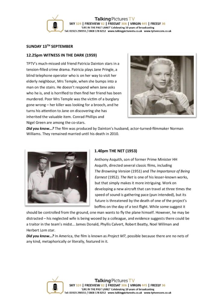 TPTV Highlights w c 12th September page