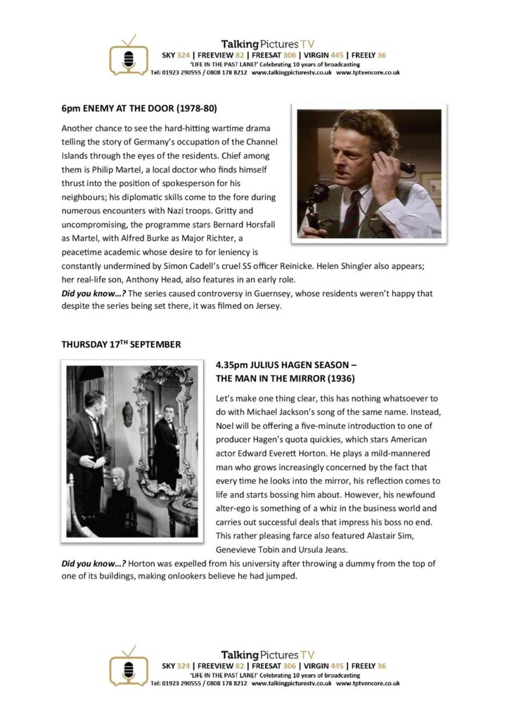 TPTV Highlights w c 12th September page