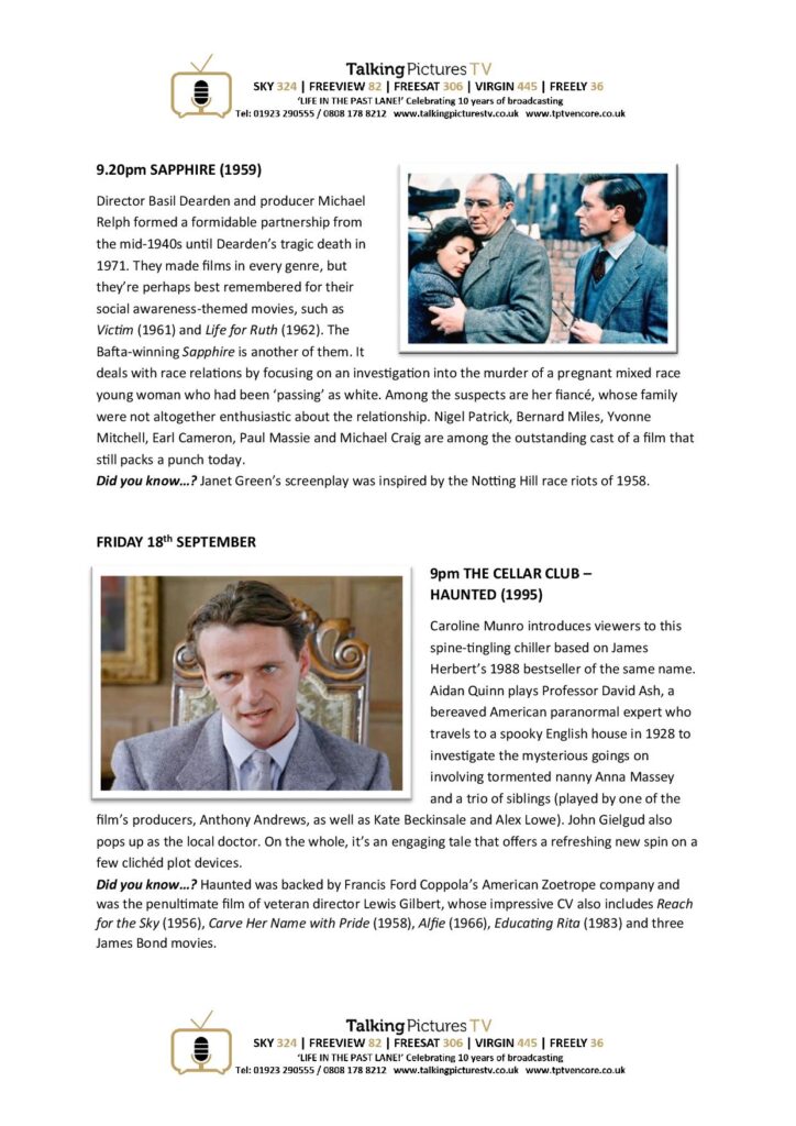 TPTV Highlights w c 12th September page