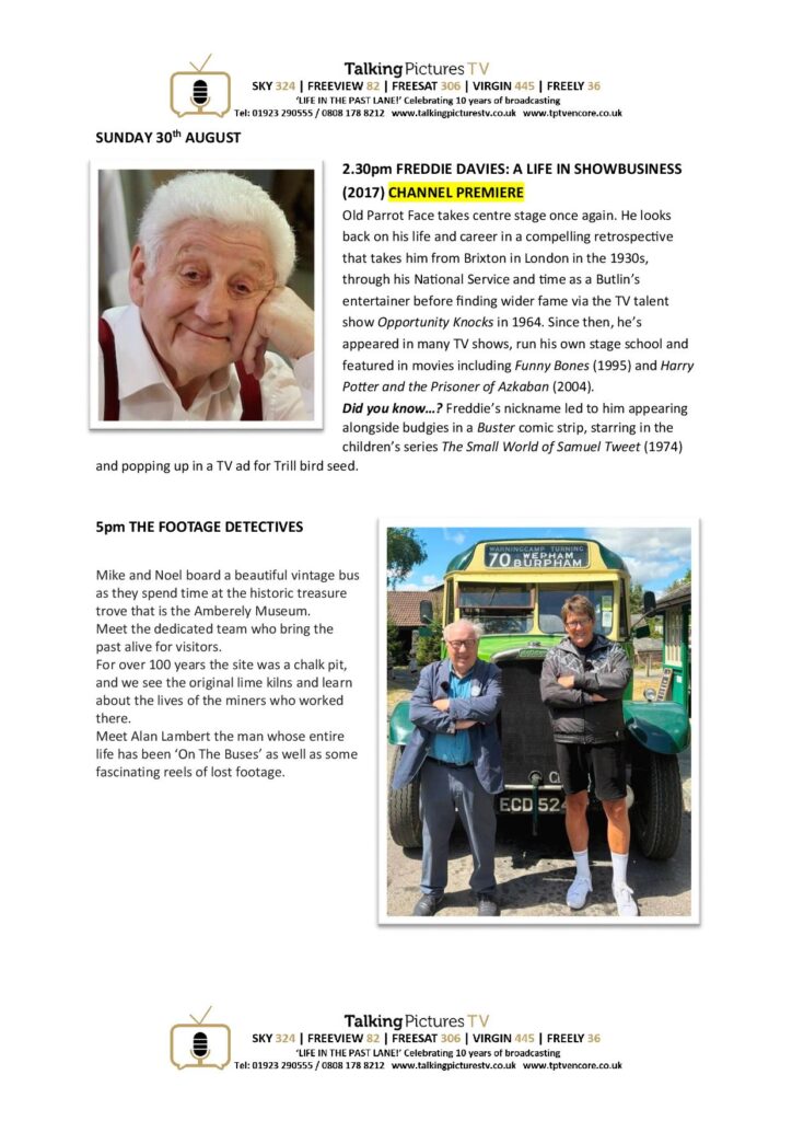 TPTV Highlights w c 29th August page
