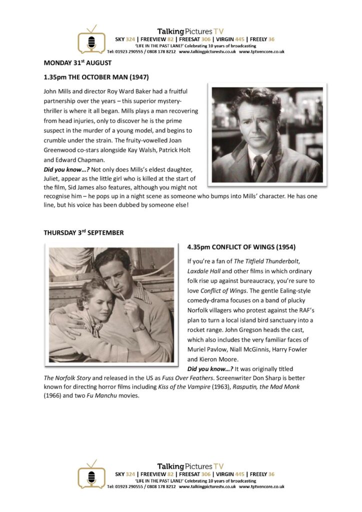 TPTV Highlights w c 29th August page