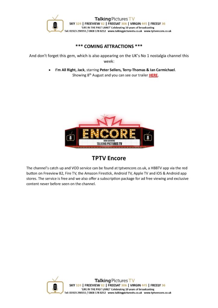 TPTV Highlights w c 29th August page