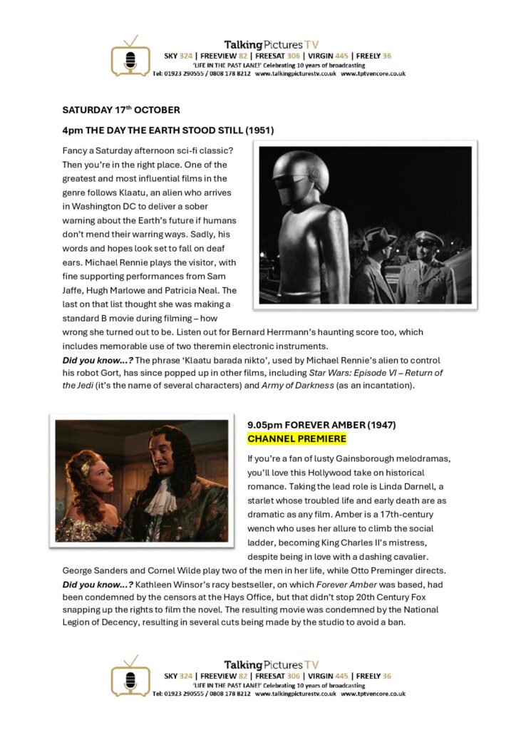TPTV Highlights w c 17th October page