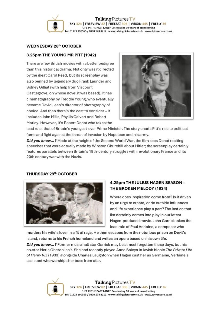 TPTV Highlights w c 24th October page