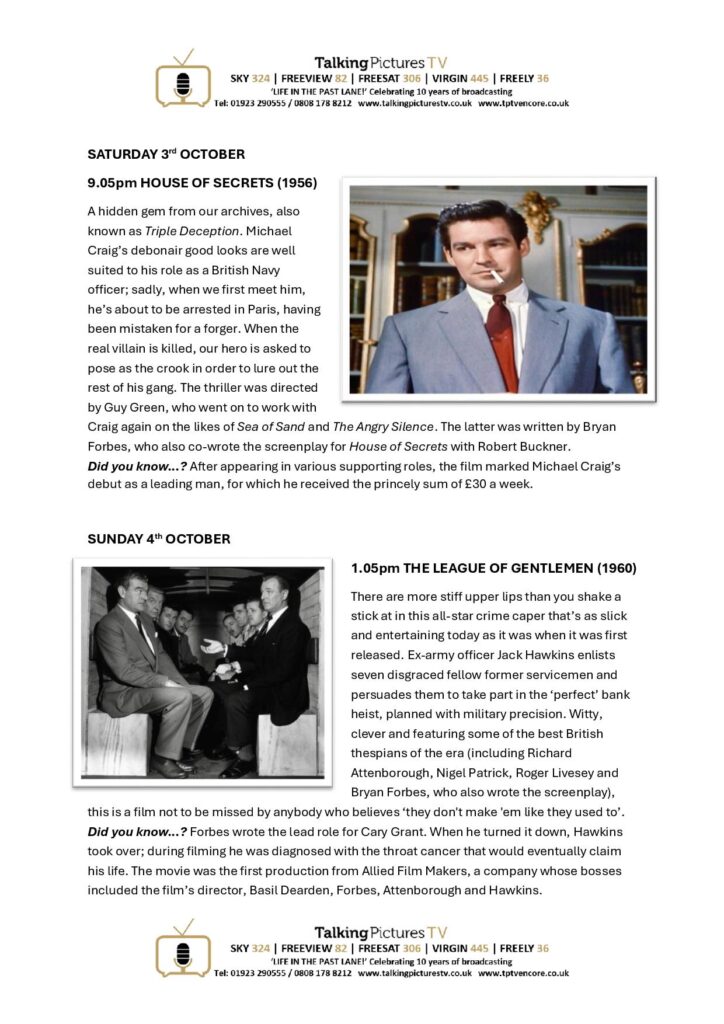 TPTV Highlights w c 3rd October page
