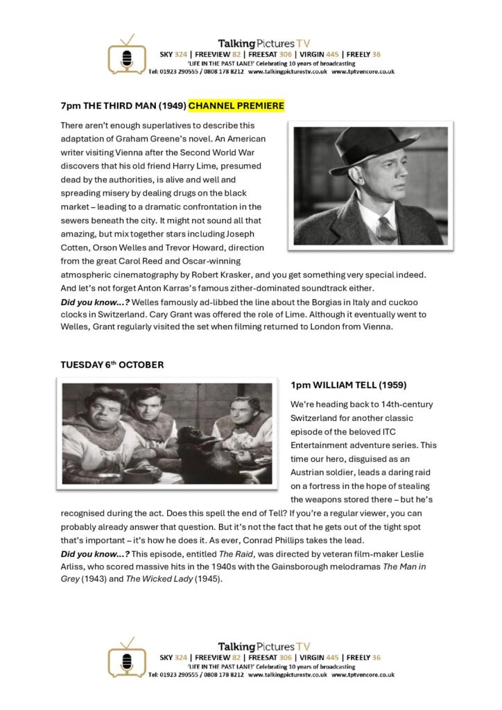 TPTV Highlights w c 3rd October page