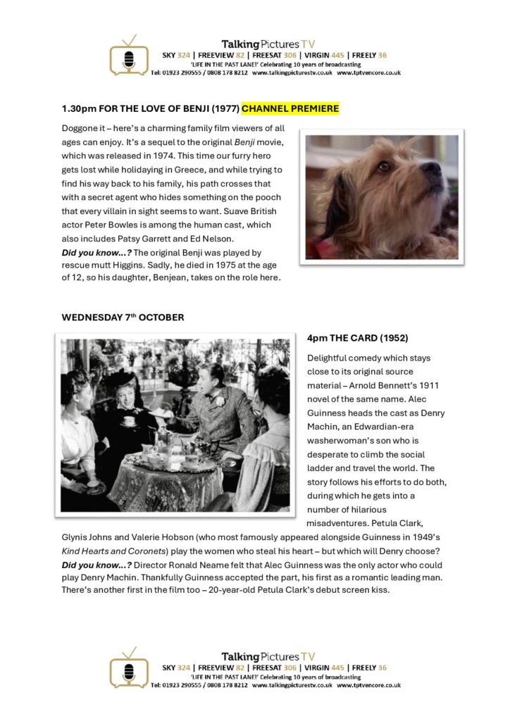 TPTV Highlights w c 3rd October page